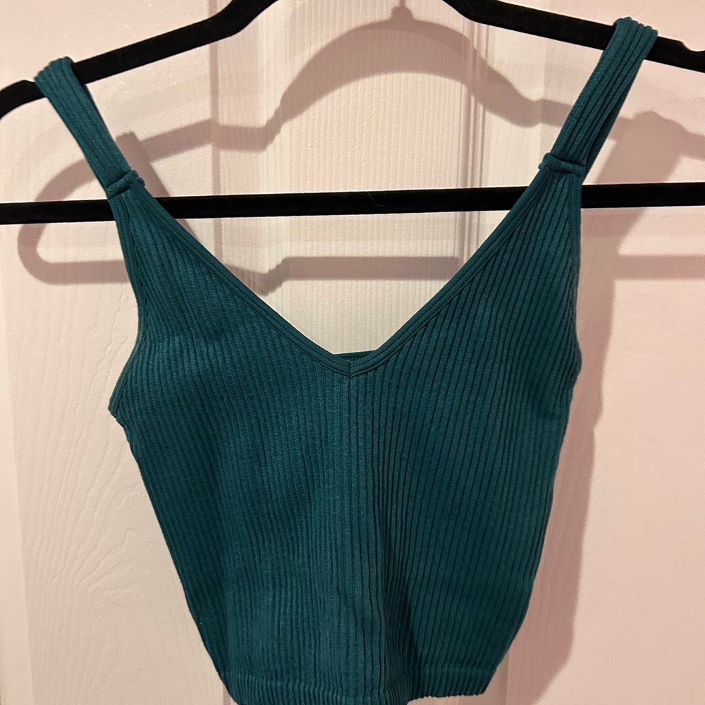 Teal Ribbed Women's Top with built in bra